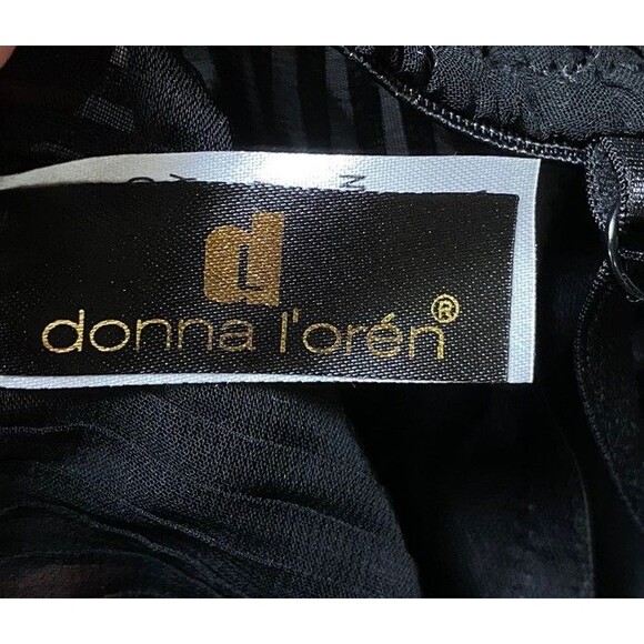 Vintage Donna L'oren Babydoll Bra Top 34C Black Pleated Chiffon Coquette flirty - Picture 9 of 10